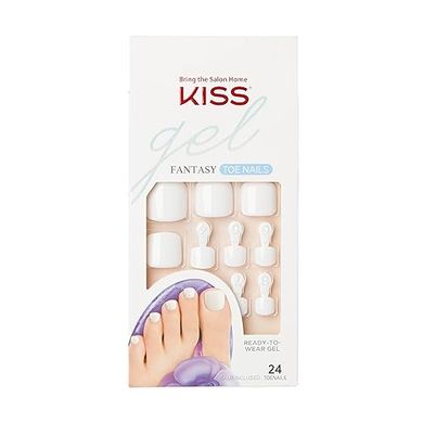 KISS Classic White Short Squoval Press-On Toenails with Glue & Tools
