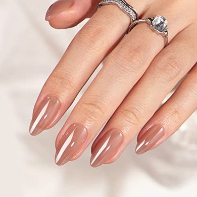 Almond Fall Chrome Press-On Nails: 15 Sizes, Lightweight & Perfect Fit
