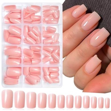 Nude Pink Press-on Nails: 240pc Medium Square, with Adhesive
