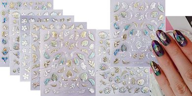 Zoance 5D Embossed Nail Art Stickers: Gold, Silver, Floral, Butterfly Designs
