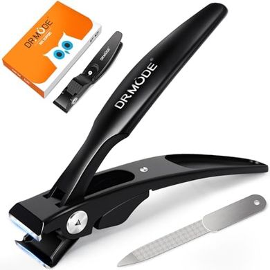 Heavy-duty toenail clippers for thick nails: ergonomic, large jaw, includes file.
