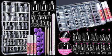 Clear Press-On Toe Nail Tips with Glue Kit for Women
