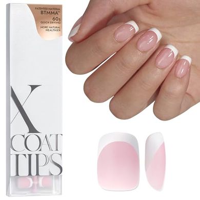 White French Tip Press-on Gel Nails (Short Square)
