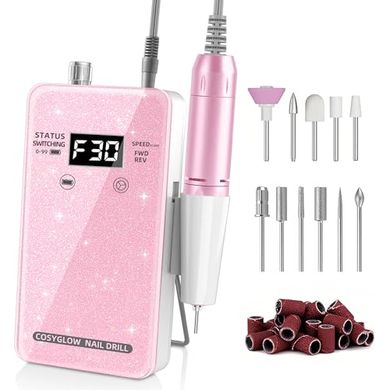 COSYGLOW Rechargeable Cordless Nail Drill Kit (Pink)
