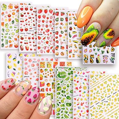 Fruit & Summer Nail Decals: 3D Self-Adhesive Designs
