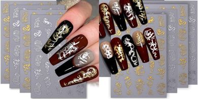 3D Metallic Dragon Nail Art Stickers (Gold & Silver)
