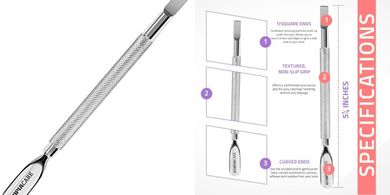 Utopia Care Professional Stainless Steel Cuticle Pusher & Cleaner
