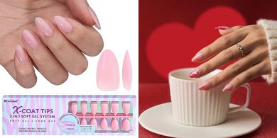 BTArtbox Natural Almond Press-On Nails: Pink, Long-Lasting Gel
