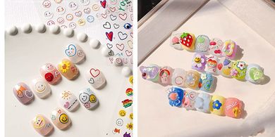 Colorful 5D Embossed Smile Nail Stickers: Candy Cartoon Love Designs
