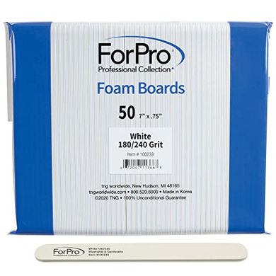 ForPro White Foam Nail Files (180/240 grit, 7", 50-count)
