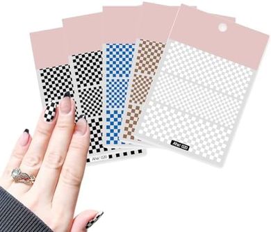 Black Checkerboard Nail Art Stickers & Decals
