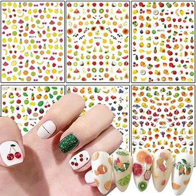 Holographic 3D Fruit Nail Stickers: Cherry, Watermelon, Strawberry, Lemon
