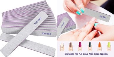 Professional Double-Sided Nail Files (12 Pack), 100/180 Grit
