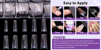 BTArtbox 500 Clear Acrylic French Nail Tips (10 Sizes, with Case)
