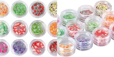 BinaryABC 3D Fruit Nail Art Slices & Slime Supplies
