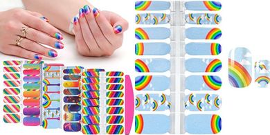 Rainbow Nail Wraps: 5 Sheets, Self-Adhesive, with File
