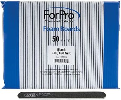 Professional Black Double-Sided Nail Files (100/180 Grit, 50-Count)
