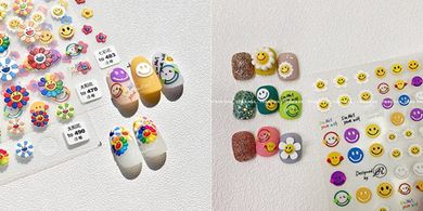 5D Sunflower Nail Stickers: Candy Colors, 3 Sheets
