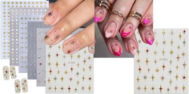 Luxury Gold & Silver Star Nail Stickers for DIY Designs
