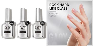 GAOY 3-Piece Gel Nail Kit: Top, Base & Strengthener
