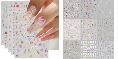 JMEOWIO Spring Flower Nail Art Stickers: Colorful Floral Decals
