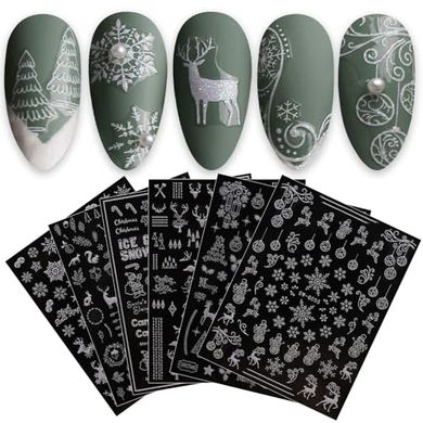 JMEOWIO Christmas Glitter Snowflake Nail Stickers
