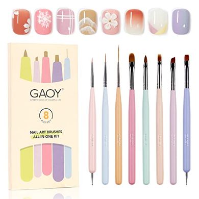 GAOY 8-Piece Nail Art Brush Set: Detailing, Liner, & Dotting Tools
