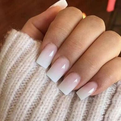 Pink & White Ombre Press-on Nails (Short, Square/Coffin)
