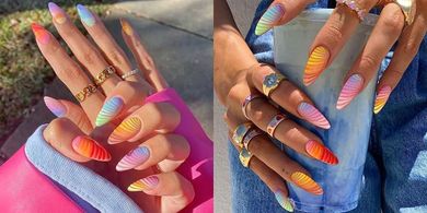 Rainbow Glossy Almond Press-On Nails for Women
