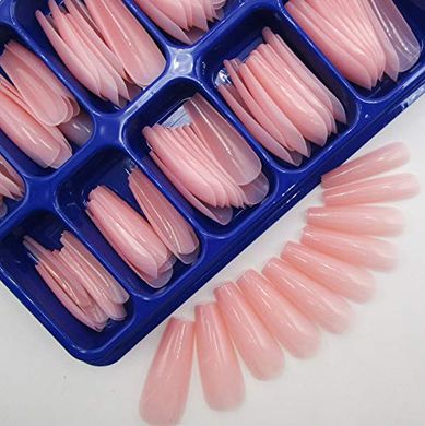 Nude Pink Coffin Press-On Nails: 100-Piece DIY Manicure Kit
