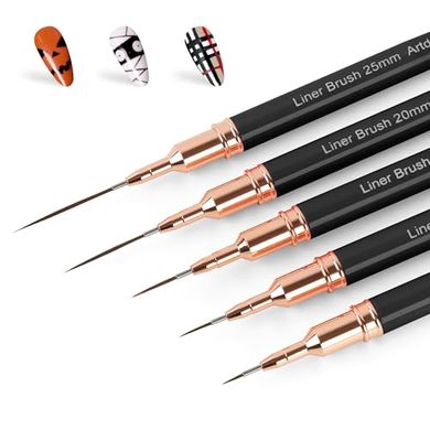 Artdone Metallic Nail Art Pens: 5 Liner Brushes for Fine Detailing
