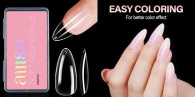 AILLSA Soft Gel Clear Nail Tips: 216pcs, 12 Sizes, with Box
