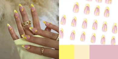 Yellow Floral Pearl French Tip Press-on Nails (24 pc)
