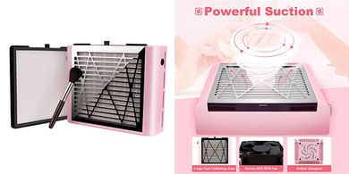 Pink 60W Nail Dust Collector with Brush & 2 Filters
