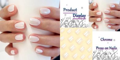 Chrome Press-on Nails: Glossy White, Short Square, Full Cover
