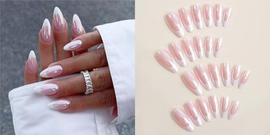 Chrome Almond French Tip Press-on Nails with Glue (24 pc)
