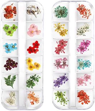 Teenior 24-Color 3D Nail Art Flowers & Leaves Stickers (2 Boxes)
