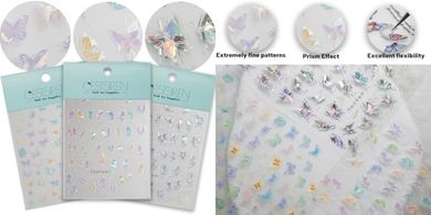 Butterfly 5D Embossed Nail Decals (3 Sheets)
