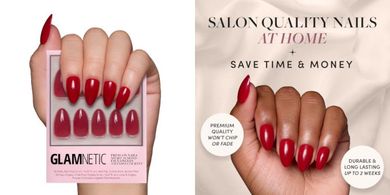 Glamnetic Classic Red Reusable Almond Press-On Nails (30 pc Kit)
