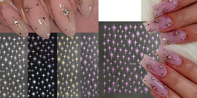 3D Metallic Nail Art Stickers (Pink, Gold, Silver)
