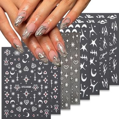 Silver & Bronze Star Moon Nail Stickers (8 Sheets)
