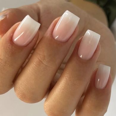 Ombre French Tip Press-on Nails: White Pink Gradient, 24pc
