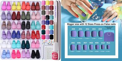 Teenitor Short Glitter Press-On Nails: 12 Sizes, Matte & Glossy
