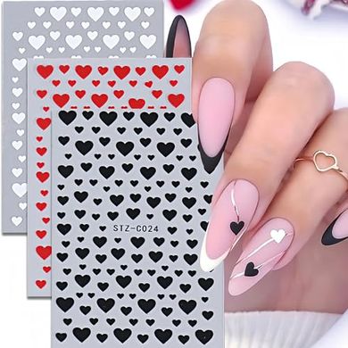 Heart Nail Stickers: 3D Self-Adhesive Valentine