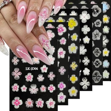 VOTACOS 5D Embossed Plumeria Nail Stickers (6 Sheets)
