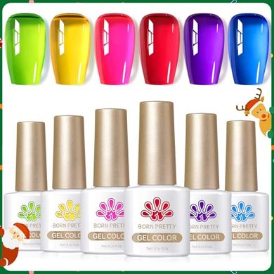 Neon Jelly Gel Nail Polish Set (6 pc Christmas Garden)
