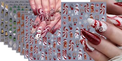 Christmas Nail Art Stickers: 3D Snowmen, Snowflakes, Gingerbread
