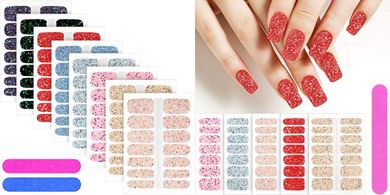 Christmas Glitter Nail Wraps with Nail Files
