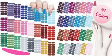 SILPECWEE Glitter Nail Wraps: 24 Sheets with File
