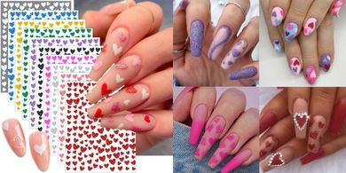 Heart Glitter Nail Stickers: Valentine